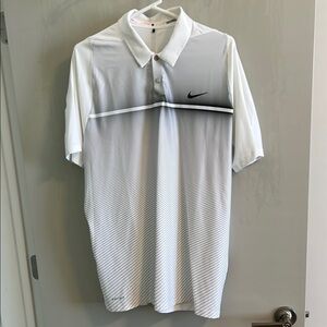 Nike - Tiger Woods White and Black Polo Shirt with Classic Collar